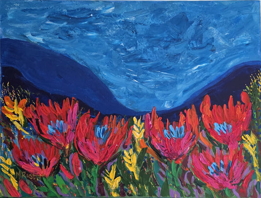 Art - Protea Garden in the Mountains